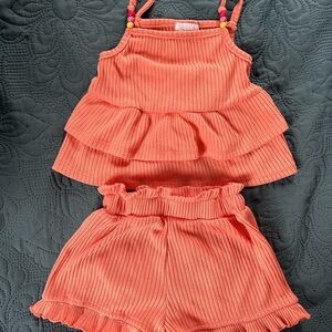 btween Coral Ruffle Shorts Set